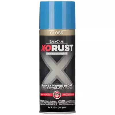 X-o Rust Anti-rust Enamel Spray Paint & Primer, Safety Blue Gloss, 12 Oz.