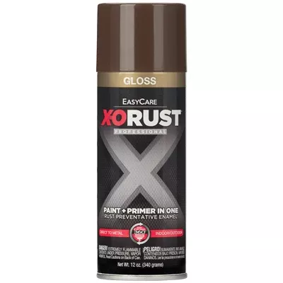 X-o Rust Anti-rust Enamel Spray Paint & Primer, Seal Brown Gloss, 12 Oz.