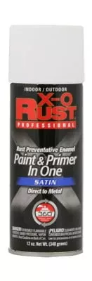 X-o Rust Anti-rust Enamel Spray Paint & Primer, White Satin, 12 Oz.