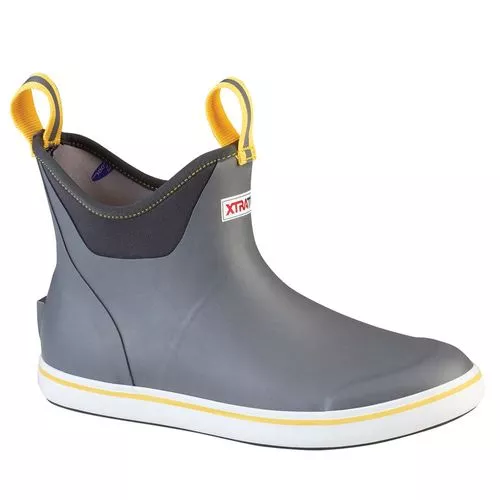 XTRATUF 6" Men's Ankle Deck Boot, Gray/Yellow, 12