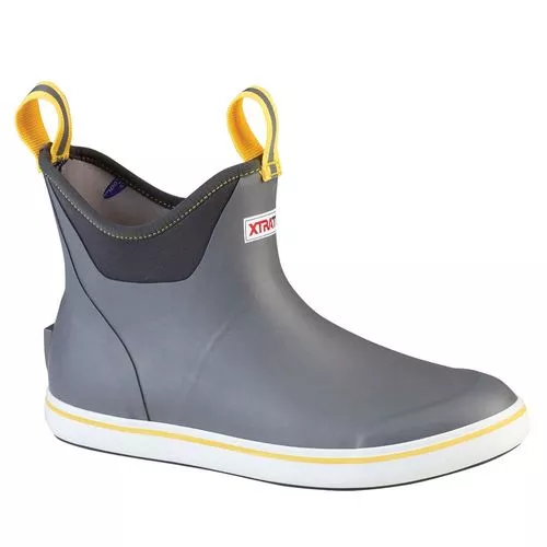 XTRATUF 6" Men's Ankle Deck Boot, Gray/Yellow, 8