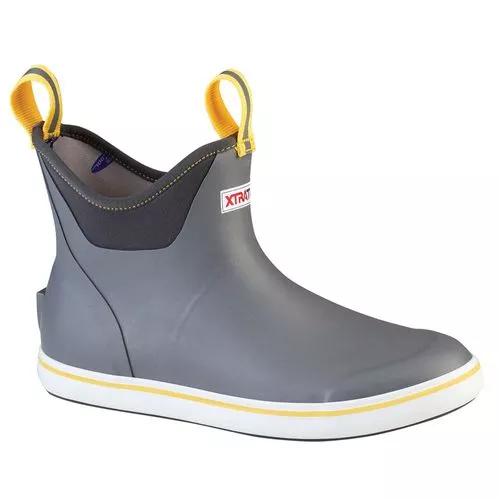 XTRATUF 6" Men's Ankle Deck Boot, Gray/Yellow, 9