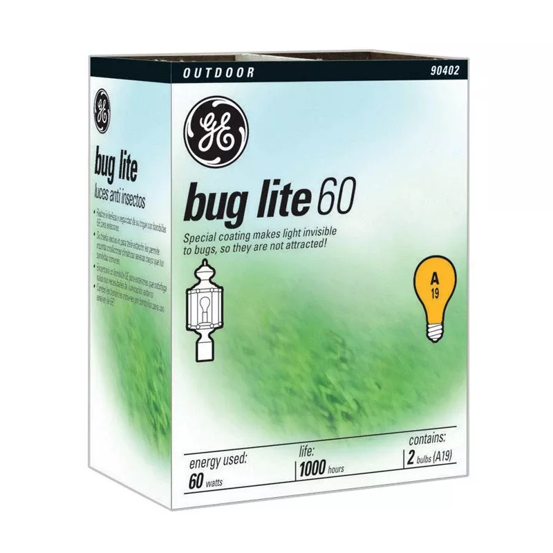 Yellow Bug Lights, Medium Base, 60 Watts, 2-pk.