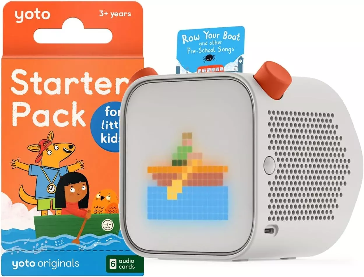 YOTO Player (3rd Gen.) + Starter Pack for Little Kids Bundle – Kids Bluetooth Audio Speaker, All-in-1 Screen-Free Device for Stories Music Podcasts Radio White Noise Thermometer Nightlight